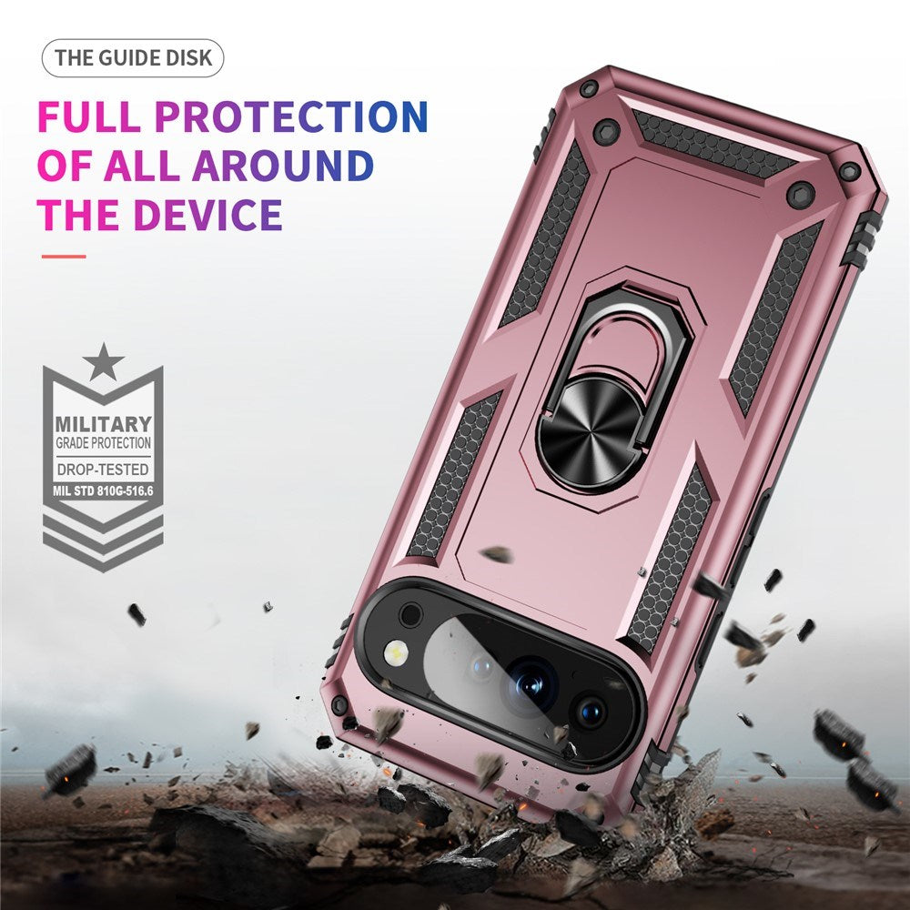 Google Pixel 11 Pro XL EIDERWOOD Hantverkare Skal med 360 Graders Roterbart Stativ - Rose Gold