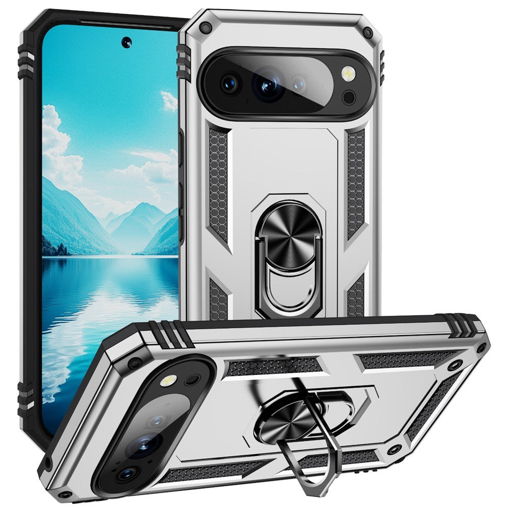 Google Pixel 11 Pro XL EIDERWOOD Hantverkare Skal med 360 Graders Roterbart Stativ - Silver