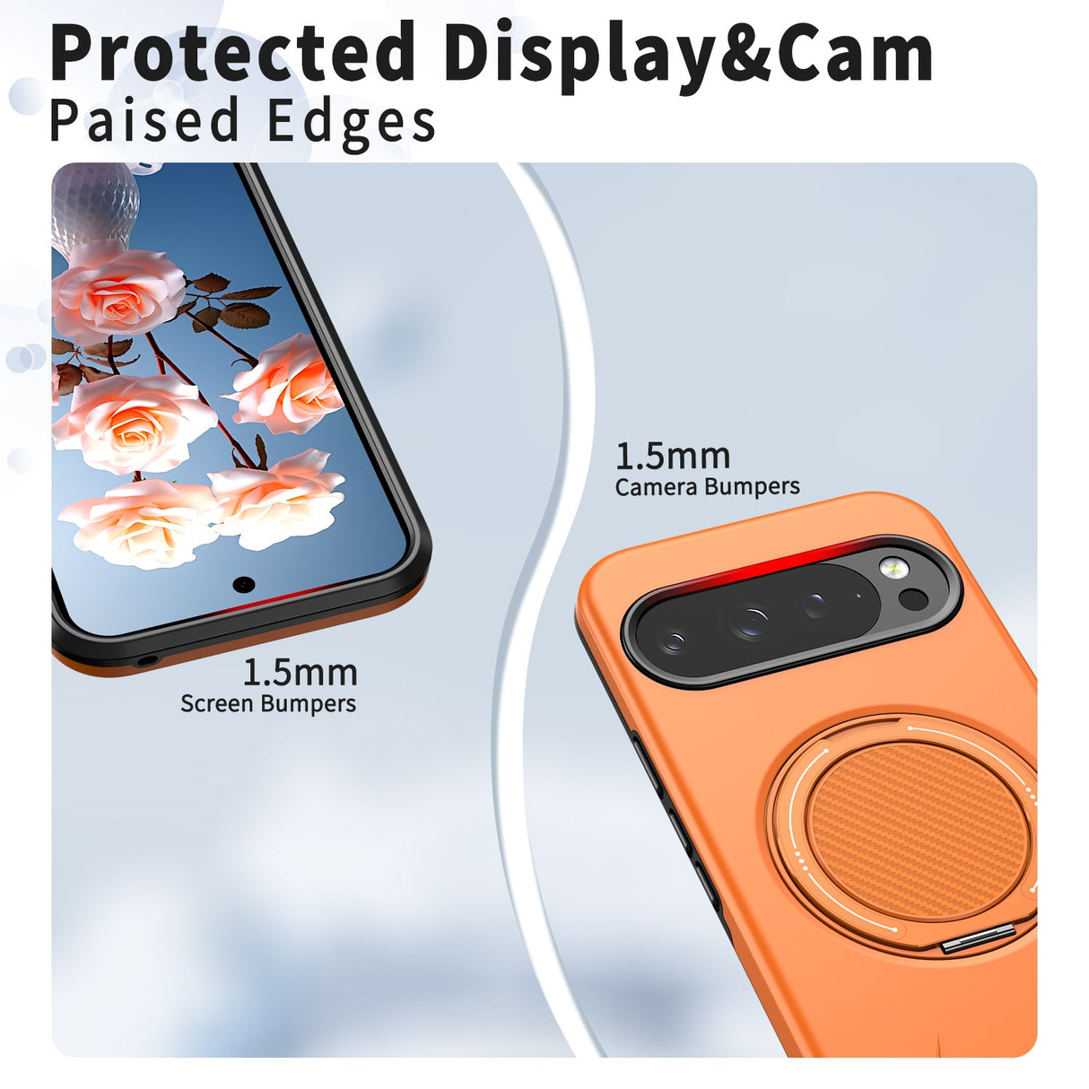 Google Pixel 11 / 11 Pro EIDERWOOD Hybrid Plast Skal med Roterbart Kickstand - MagSafe Kompatibel - Orange