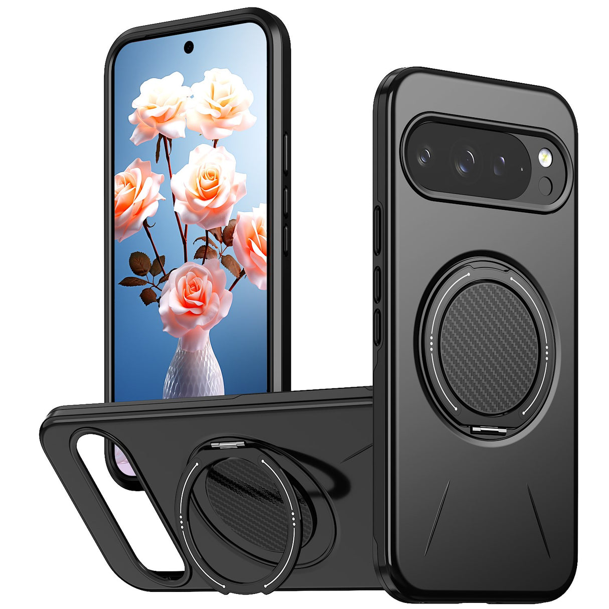Google Pixel 11 / 11 Pro EIDERWOOD Hybrid Plast Skal med Roterbart Kickstand - MagSafe Kompatibel - Svart