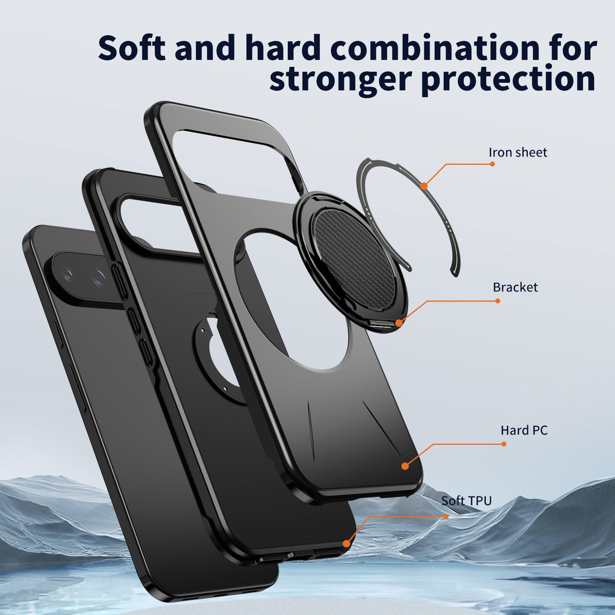 Google Pixel 11 / 11 Pro EIDERWOOD Hybrid Plast Skal med Roterbart Kickstand - MagSafe Kompatibel - Svart