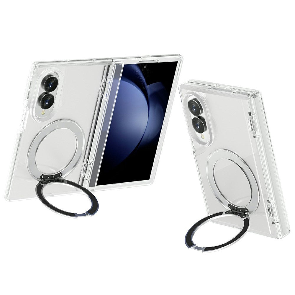 Samsung Galaxy Z Fold8 EIDERWOOD Hybrid Skal med Roterbart Stativ - Genomskinlig