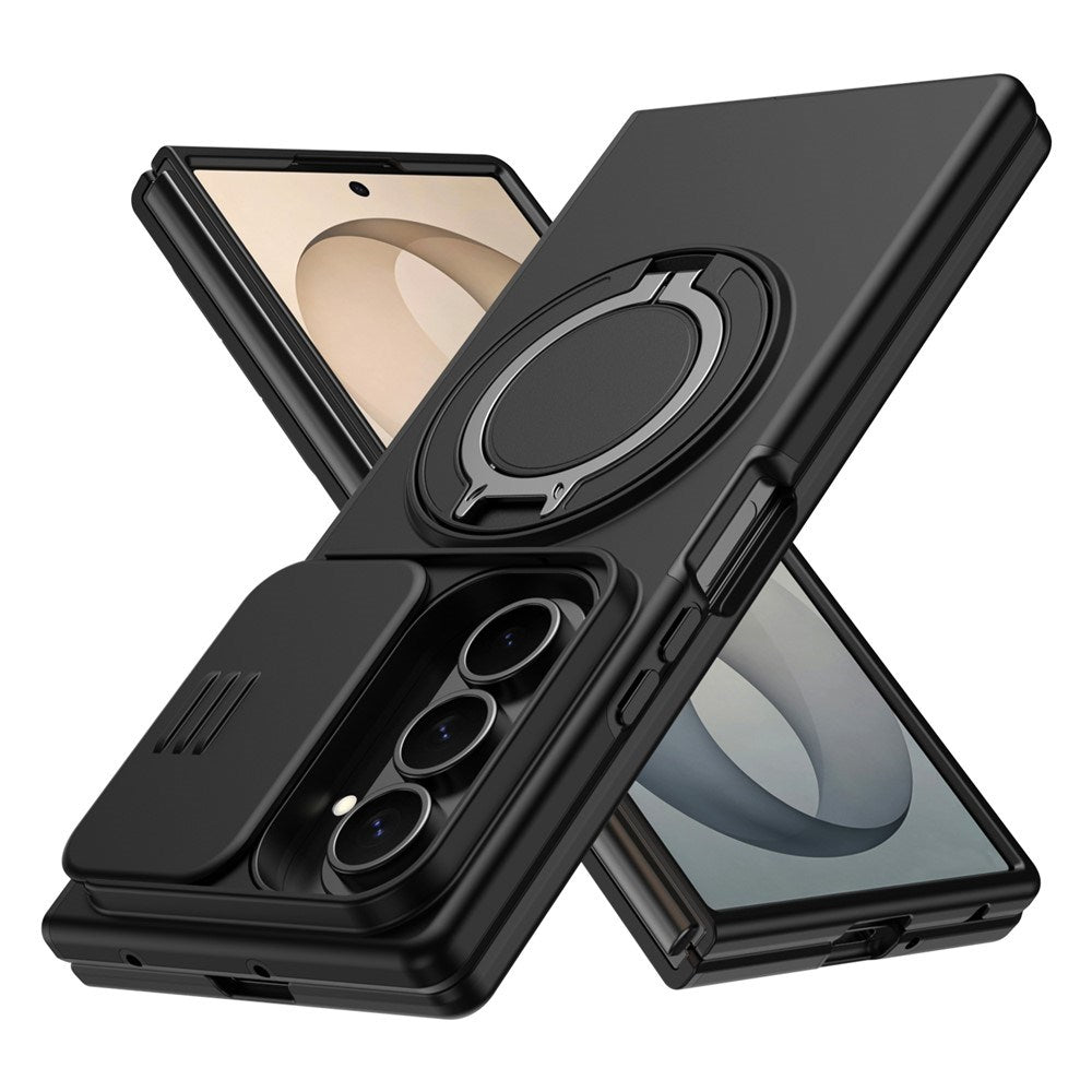 Samsung Galaxy Z Fold8 Ultra / Fold7 EIDERWOOD Hybrid Skal med 360° Roterbart Stativ & Kameraskydd - MagSafe Kompatibel - Svart