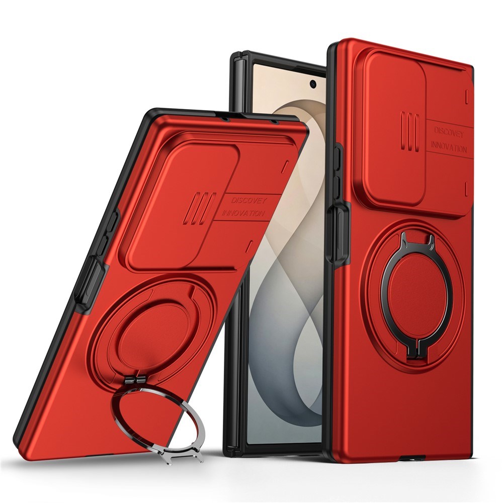 Samsung Galaxy Z Fold8 Ultra / Fold7 EIDERWOOD Hybrid Skal med 360° Roterbart Stativ & Kameraskydd - MagSafe Kompatibel - Röd
