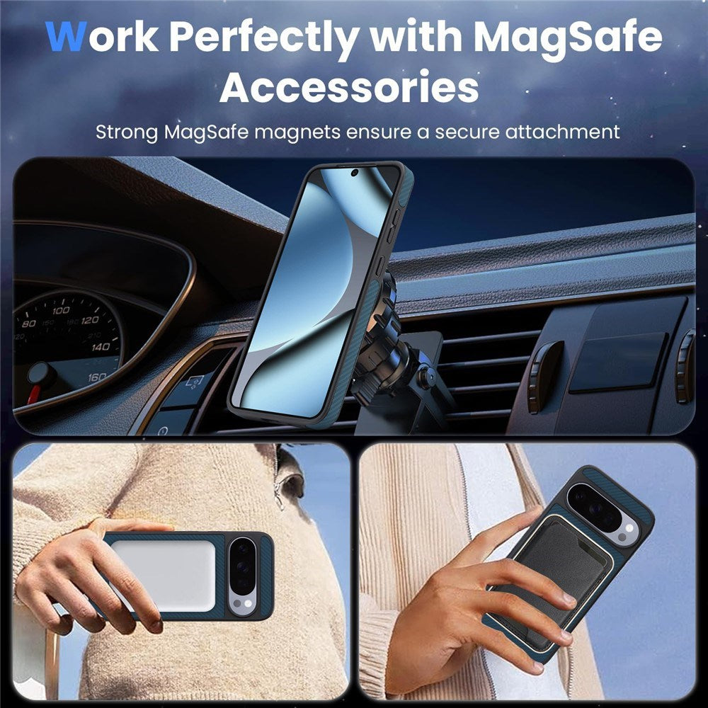 Google Pixel 11 / 11 Pro EIDERWOOD Skal med Kolfiberstruktur - MagSafe Kompatibel - Blå