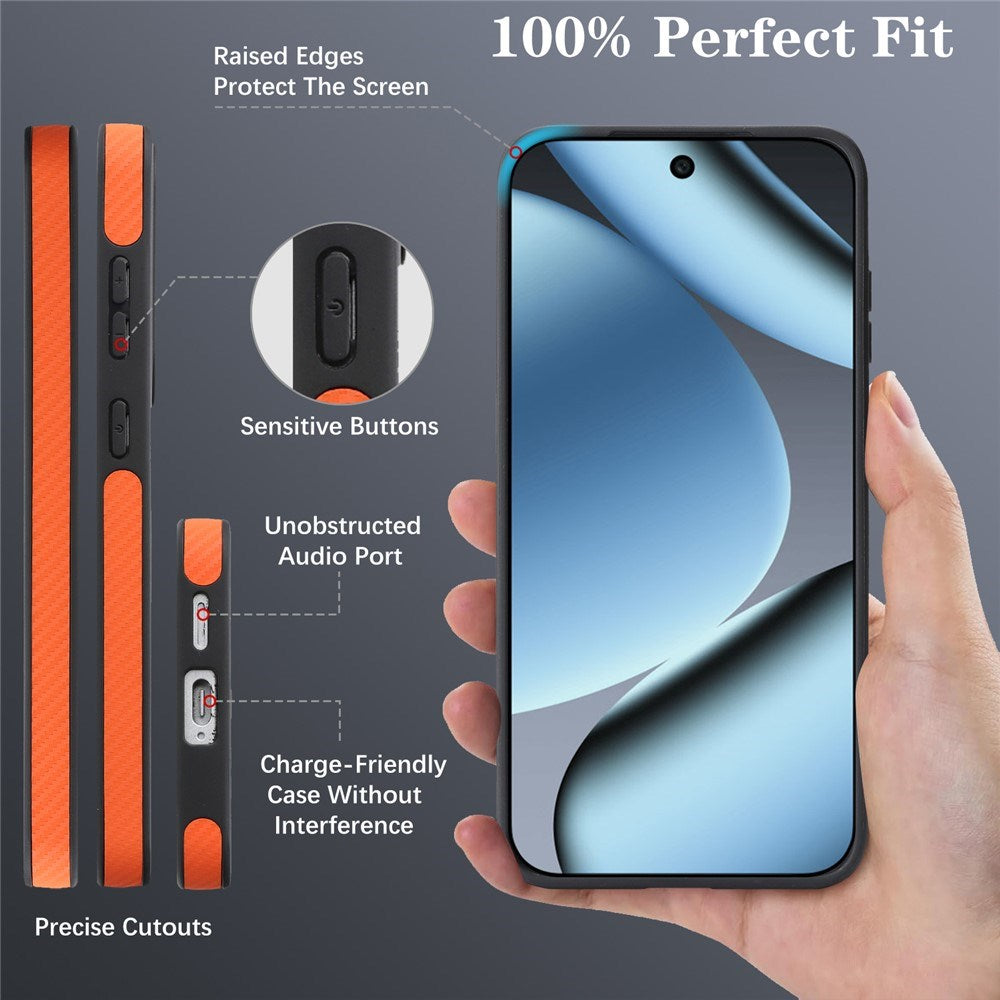 Google Pixel 11 / 11 Pro EIDERWOOD Skal med Kolfiberstruktur - MagSafe Kompatibel - Orange