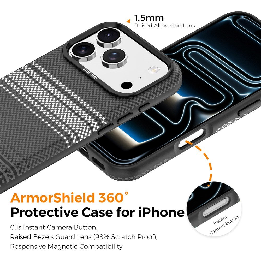 iPhone 18 Pro EIDERWOOD Skal med Mönstrad Konstläder Baksida – MagSafe Kompatibel - Grå