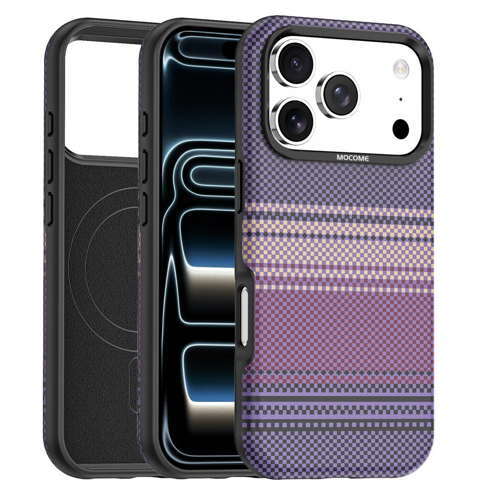 iPhone 18 Pro EIDERWOOD Skal med Mönstrad Konstläder Baksida – MagSafe Kompatibel - Lila