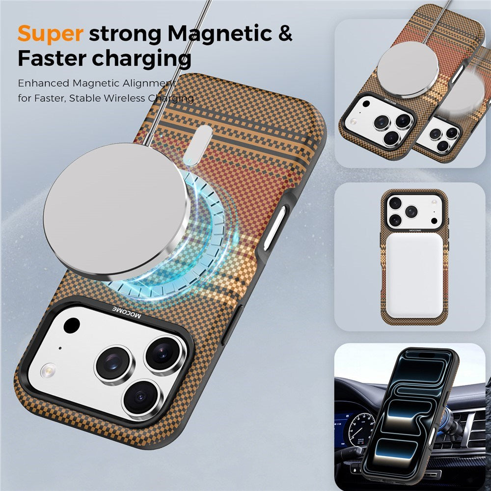 iPhone 18 Pro EIDERWOOD Skal med Mönstrad Konstläder Baksida – MagSafe Kompatibel - Brun
