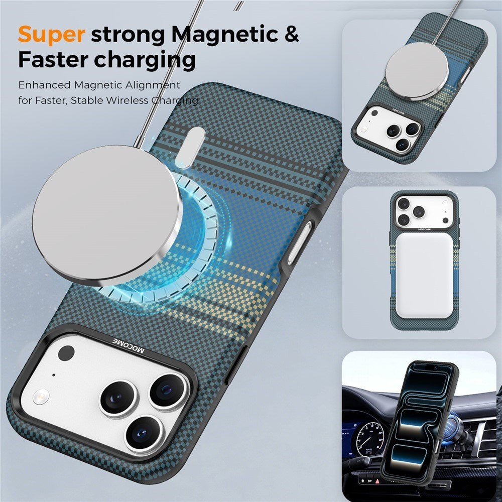 iPhone 18 Pro Max EIDERWOOD Skal med Mönstrad Konstläder Baksida – MagSafe Kompatibel - Blå