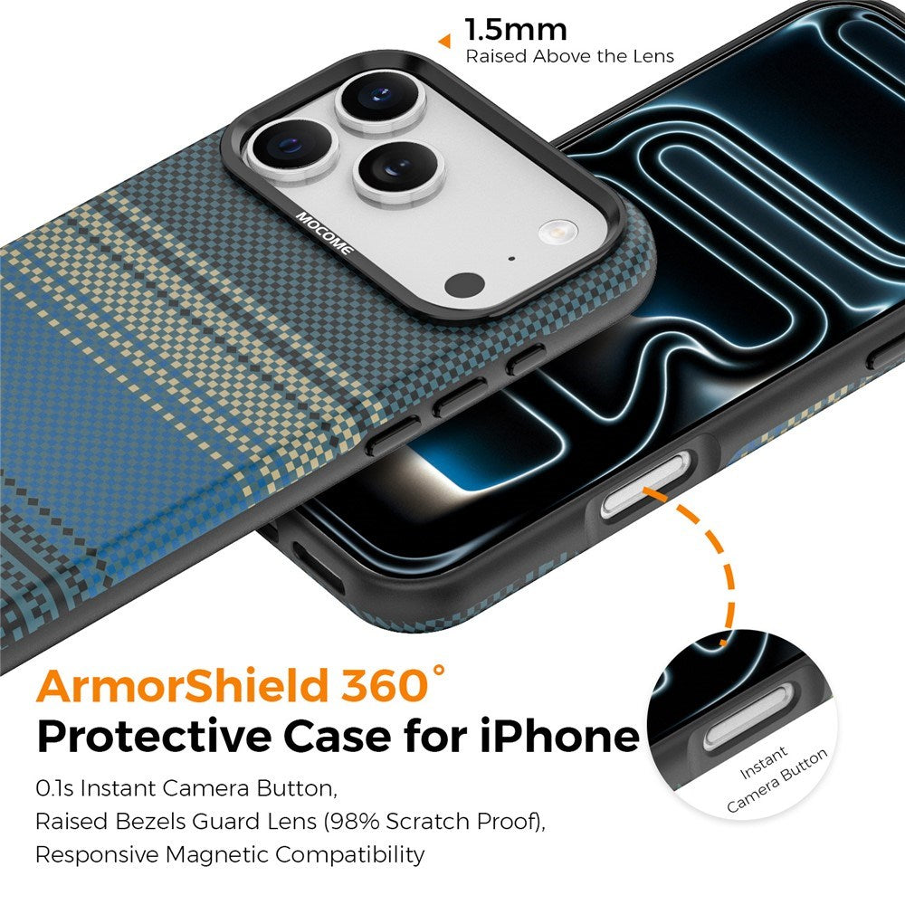iPhone 18 Pro Max EIDERWOOD Skal med Mönstrad Konstläder Baksida – MagSafe Kompatibel - Blå