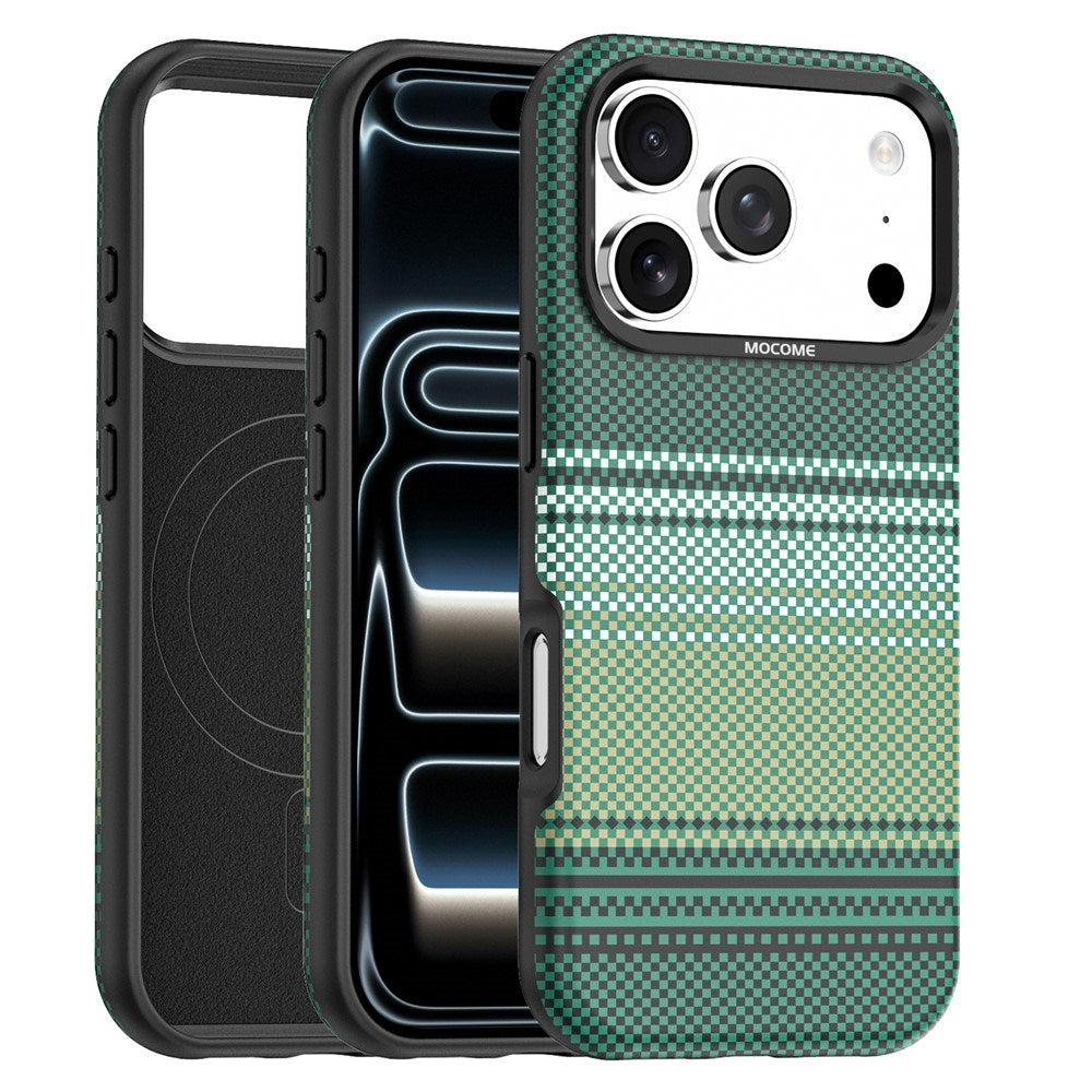 iPhone 18 Pro Max EIDERWOOD Skal med Mönstrad Konstläder Baksida – MagSafe Kompatibel - Grön