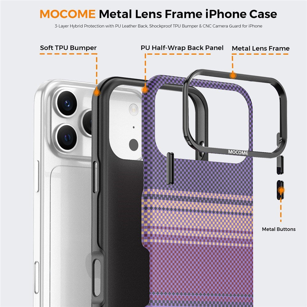 iPhone 18 Pro Max EIDERWOOD Skal med Mönstrad Konstläder Baksida – MagSafe Kompatibel - Lila