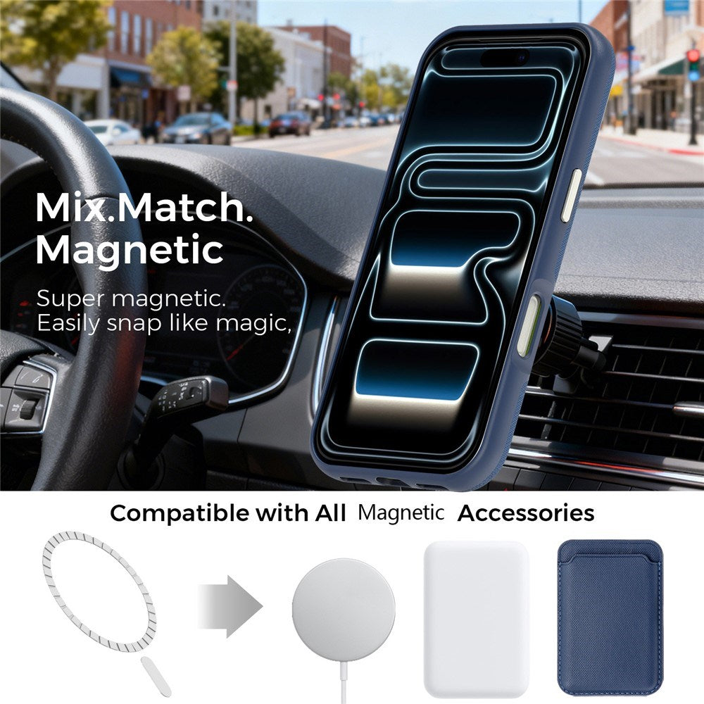 iPhone 18 Pro EIDERWOOD Konstläder Baksida Skal m. Avtagbar Korthållare - MagSafe Kompatibel - Blå