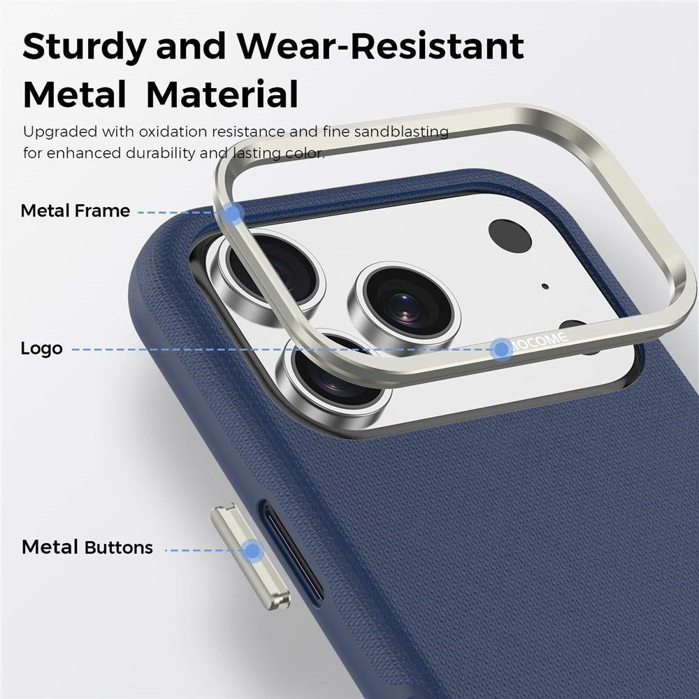 iPhone 18 Pro EIDERWOOD Konstläder Baksida Skal m. Avtagbar Korthållare - MagSafe Kompatibel - Blå
