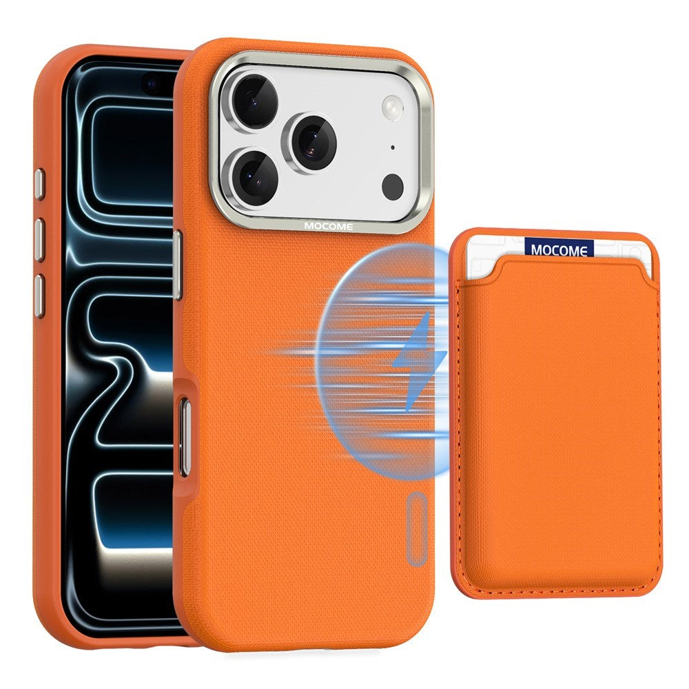 iPhone 18 Pro EIDERWOOD Konstläder Baksida Skal m. Avtagbar Korthållare - MagSafe Kompatibel - Orange