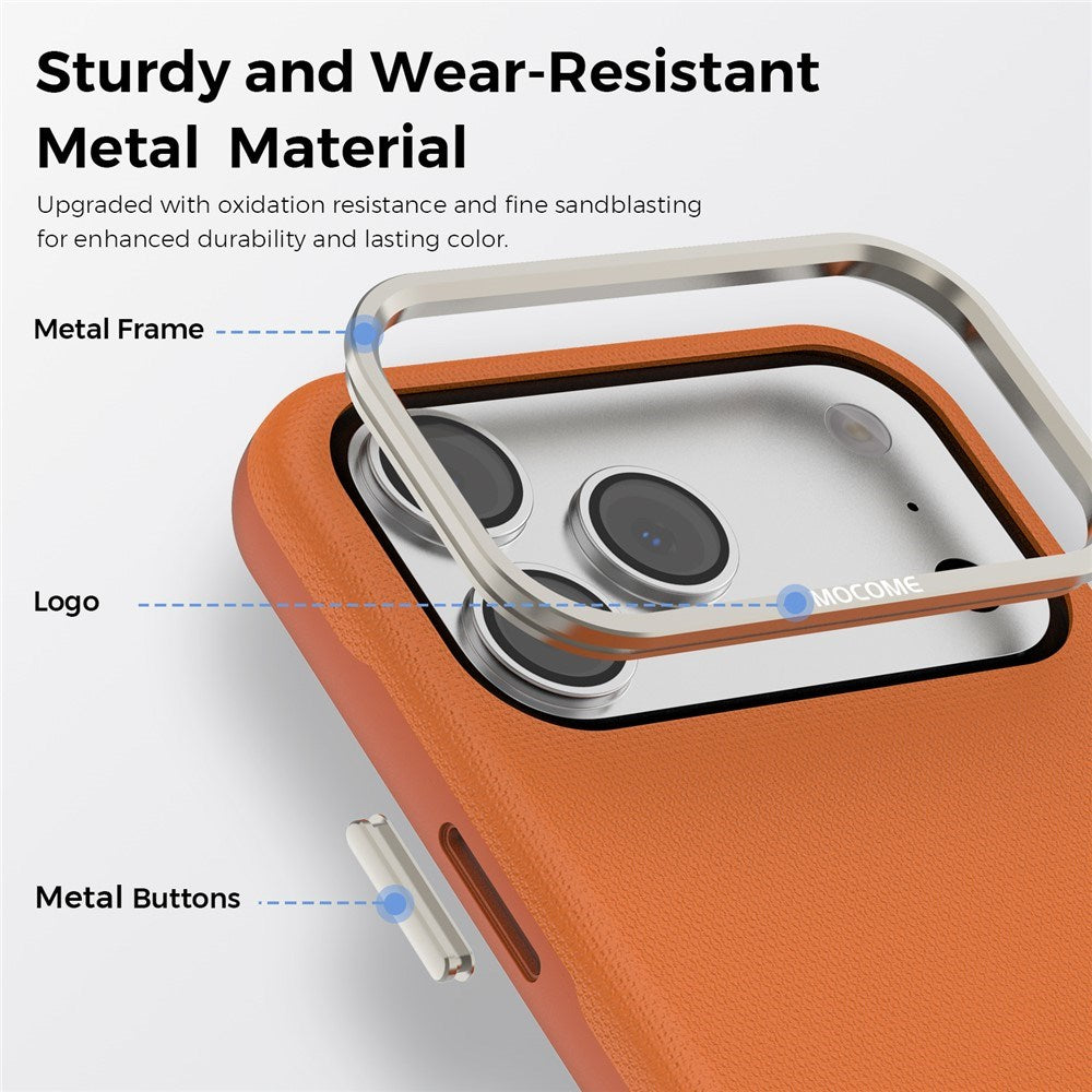 iPhone 18 Pro Max EIDERWOOD Konstläder Baksida Skal m. Avtagbar Korthållare - MagSafe Kompatibel - Orange