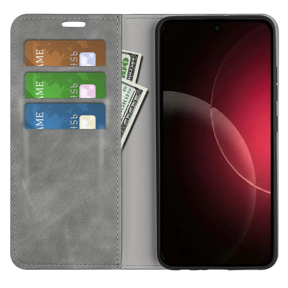 Xiaomi 18 Pro Max EIDERWOOD Fodral i Konstläder med Plånboksfack och Stativfunktion - Grå