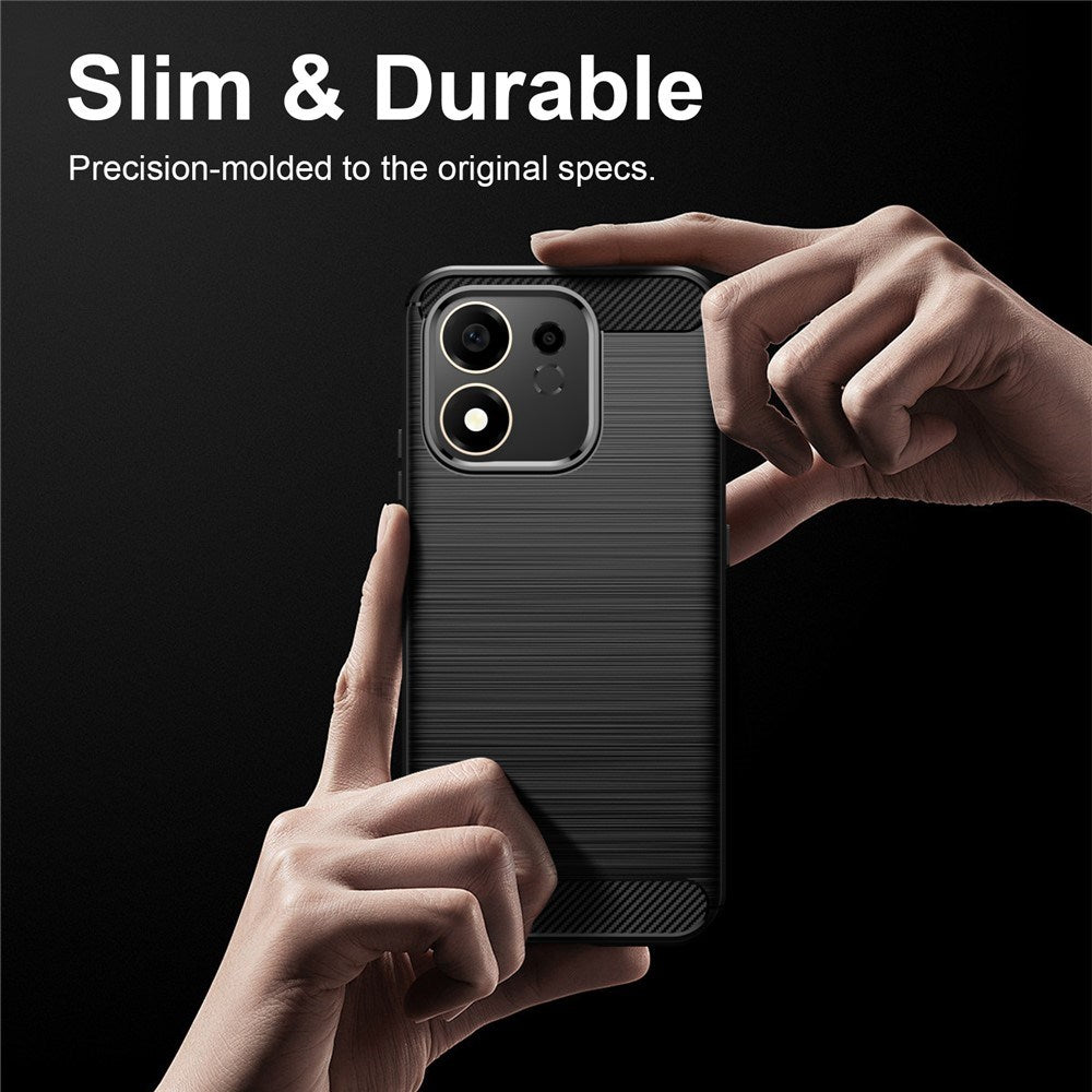 Honor 600 Smart Eiderwood Borstad Kolfiber Skal - Svart