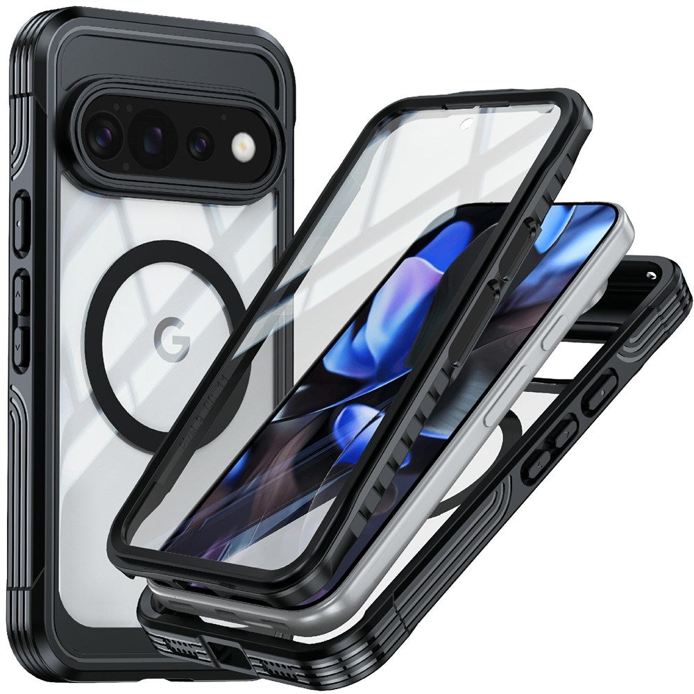 Google Pixel 11 Pro XL Stötsäkert Skal med Inbyggt Skärmskydd - Genomskinlig / Svart