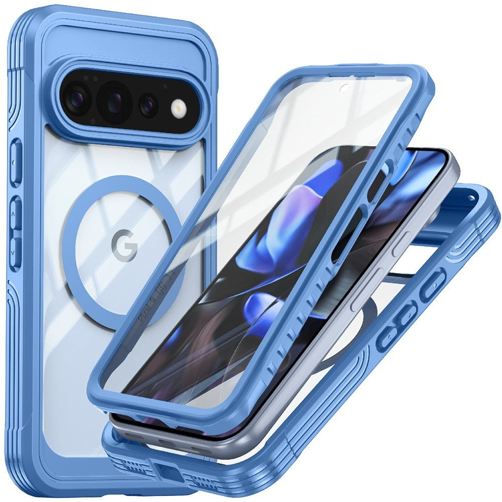 Google Pixel 11 Pro XL Stötsäkert Skal med Inbyggt Skärmskydd - Genomskinlig / Blå