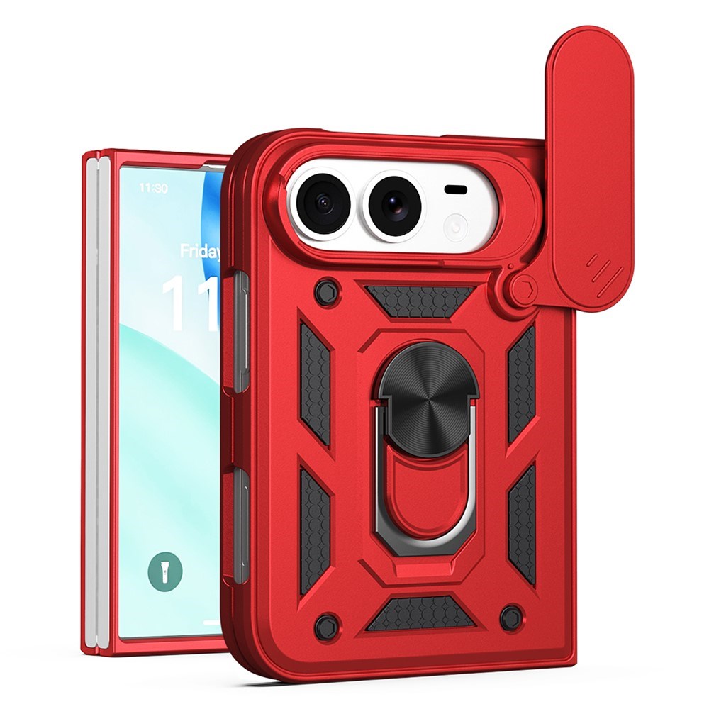 iPhone Fold EIDERWOOD Hybrid Hantverkar Skal m. Kickstand & Cam Slider - Röd