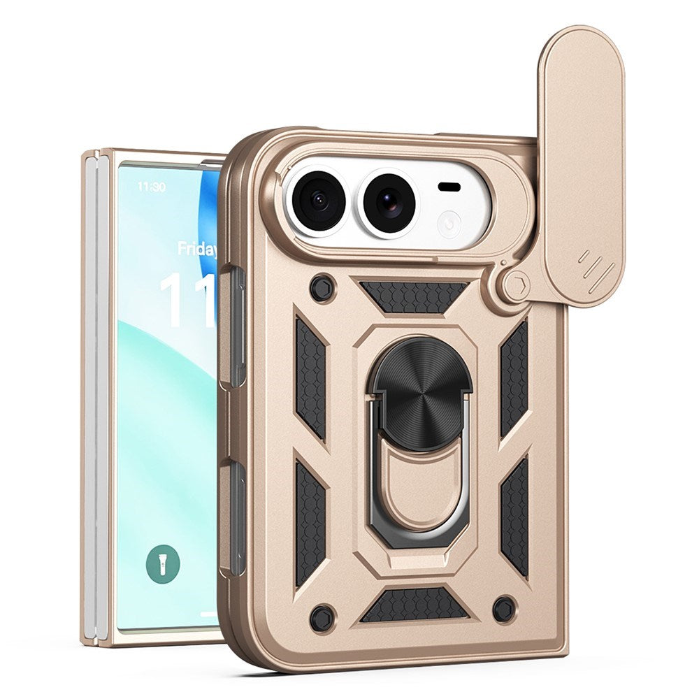 iPhone Fold EIDERWOOD Hybrid Hantverkar Skal m. Kickstand & Cam Slider - Guld