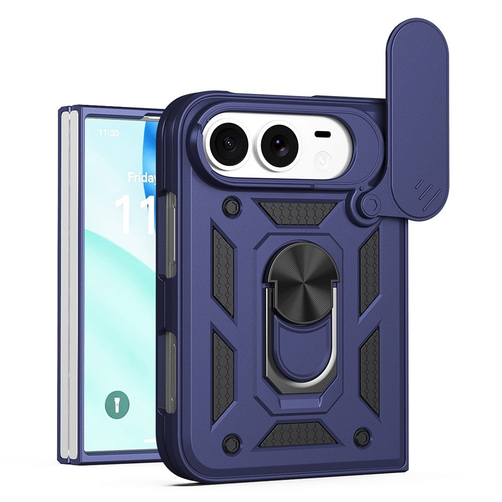 iPhone Fold EIDERWOOD Hybrid Hantverkar Skal m. Kickstand & Cam Slider - Blå