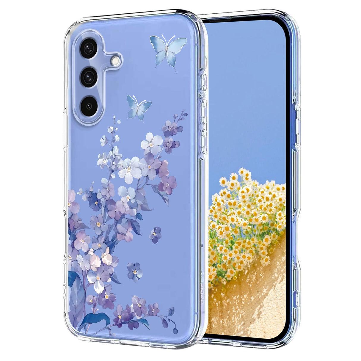Samsung Galaxy S26 FE EIDERWOOD Flexibelt Plast Skal med Blommotiv - Transparent / Violer