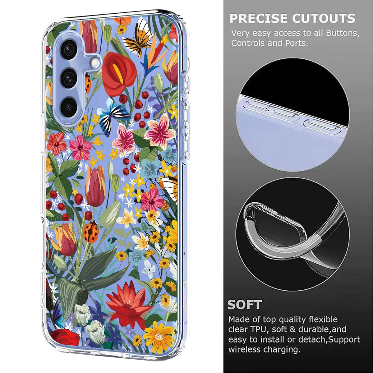 Samsung Galaxy S26 FE EIDERWOOD Flexibelt Plast Skal med Blommotiv - Transparent / Liljor