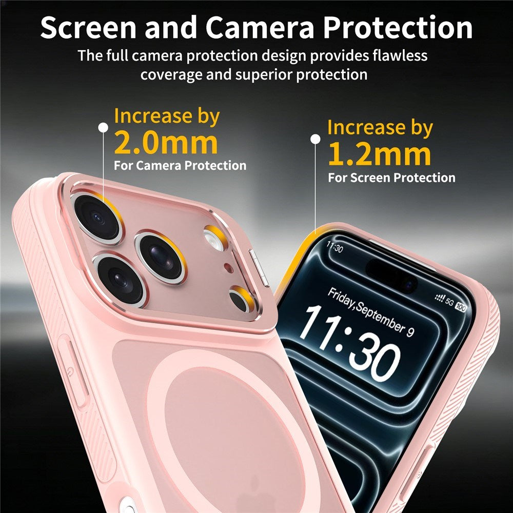 iPhone 18 Pro / 17 Pro Hybrid Plast Skal m. Stötdämpande Kanter & Kickstand - MagSafe Kompatibel - Rosa