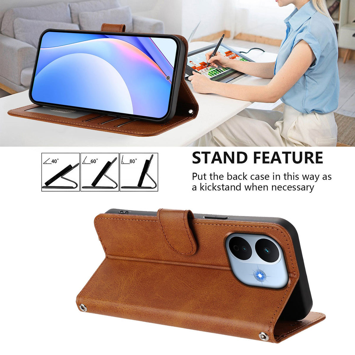 Xiaomi Redmi Note 17 Pro Max (5G) EIDERWOOD Konstläder Fodral m. Armband - Brun