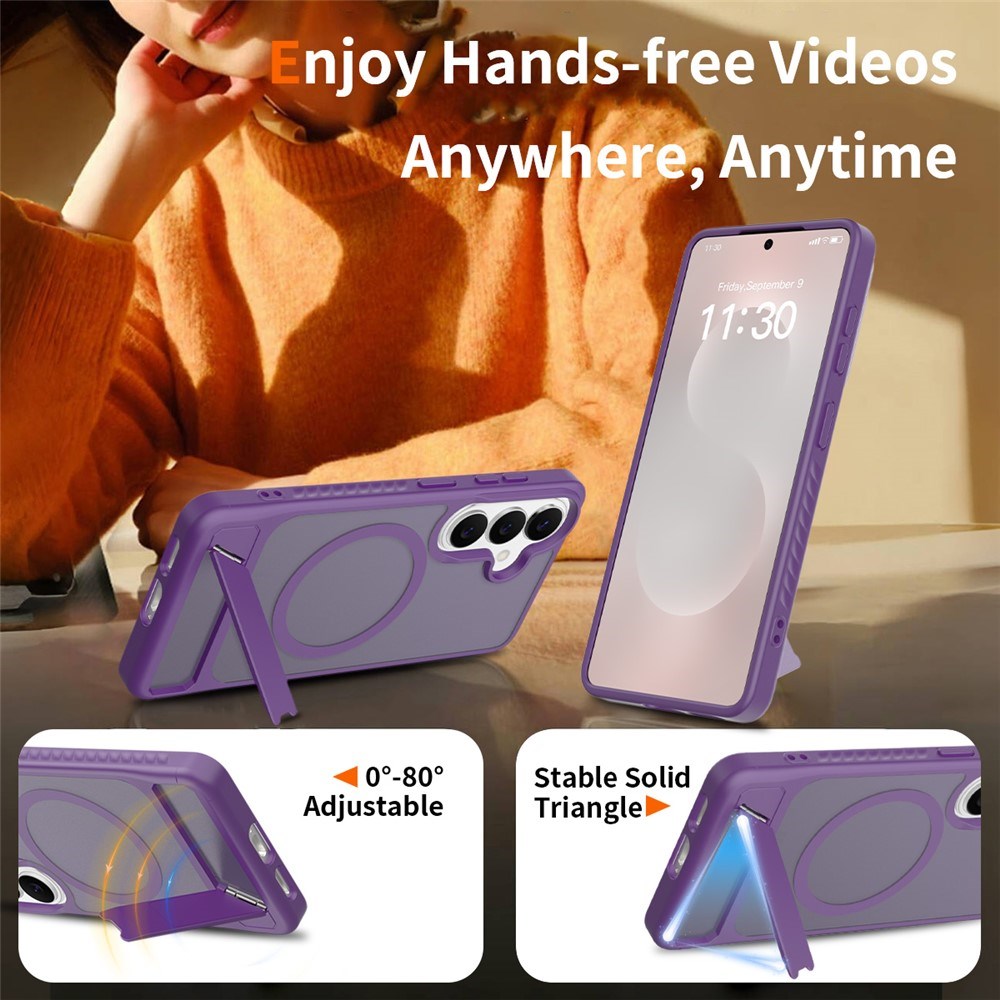 Samsung Galaxy S26 FE / S25 FE EIDERWOOD Hybrid Skal m. Kickstand - MagSafe Kompatibel - Lila