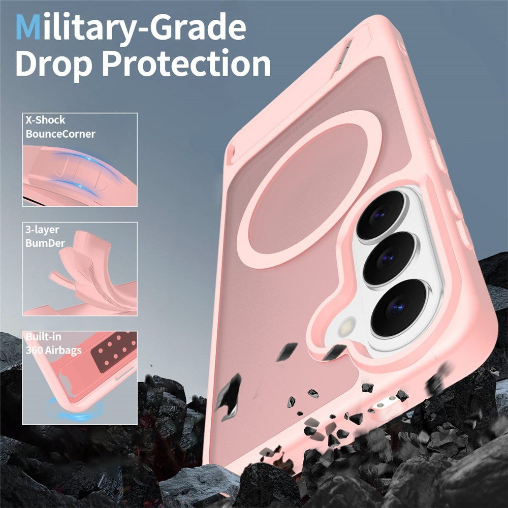 Samsung Galaxy S26 FE / S25 FE EIDERWOOD Hybrid Skal m. Kickstand - MagSafe Kompatibel - Rosa