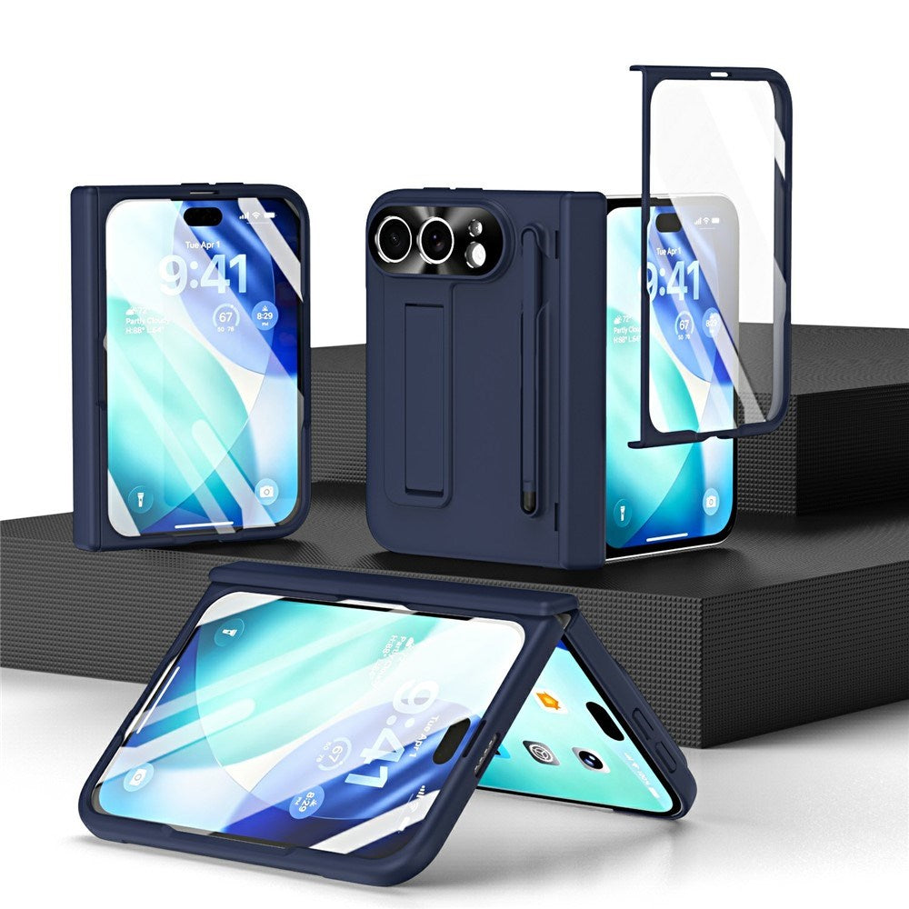 iPhone Fold EIDERWOO Skal med Skärmskydd, Kameraskydd och Stylus - Blå