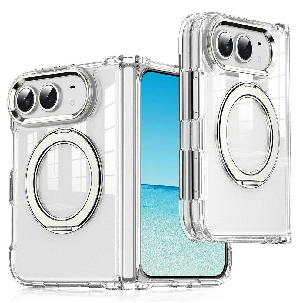 iPhone Fold EIDERWOOD Hybrid Skal med Kickstand - MagSafe Kompatibel - Transparent / Silver