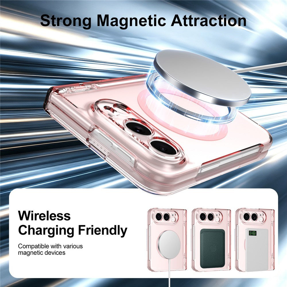 iPhone Fold EIDERWOOD Hybrid Skal med Skärmskydd - MagSafe Kompatibel - Genomskinlig / Rosa