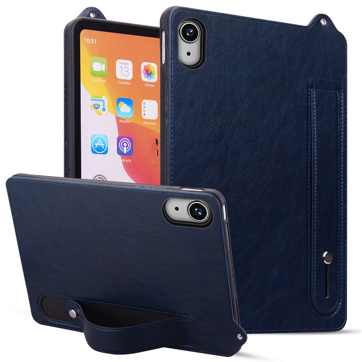 iPad Mini (2026) 8. Gen. EIDERWOOD Konstläder Bakside Skal m. Rem Kickstand - Blå