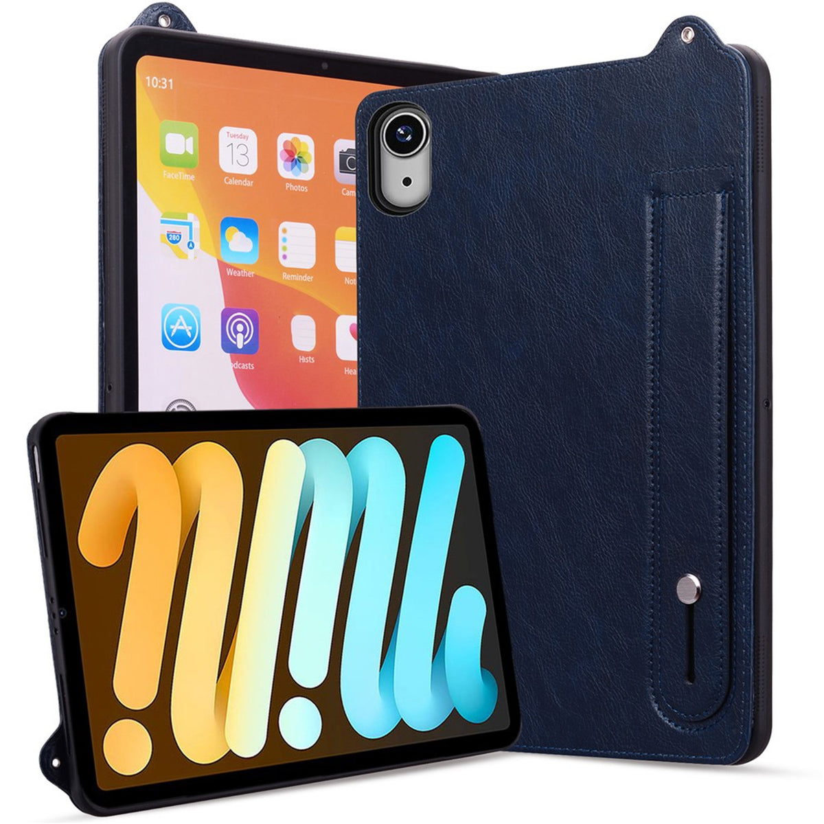 iPad Mini (2026) 8. Gen. EIDERWOOD Konstläder Bakside Skal m. Rem Kickstand - Blå