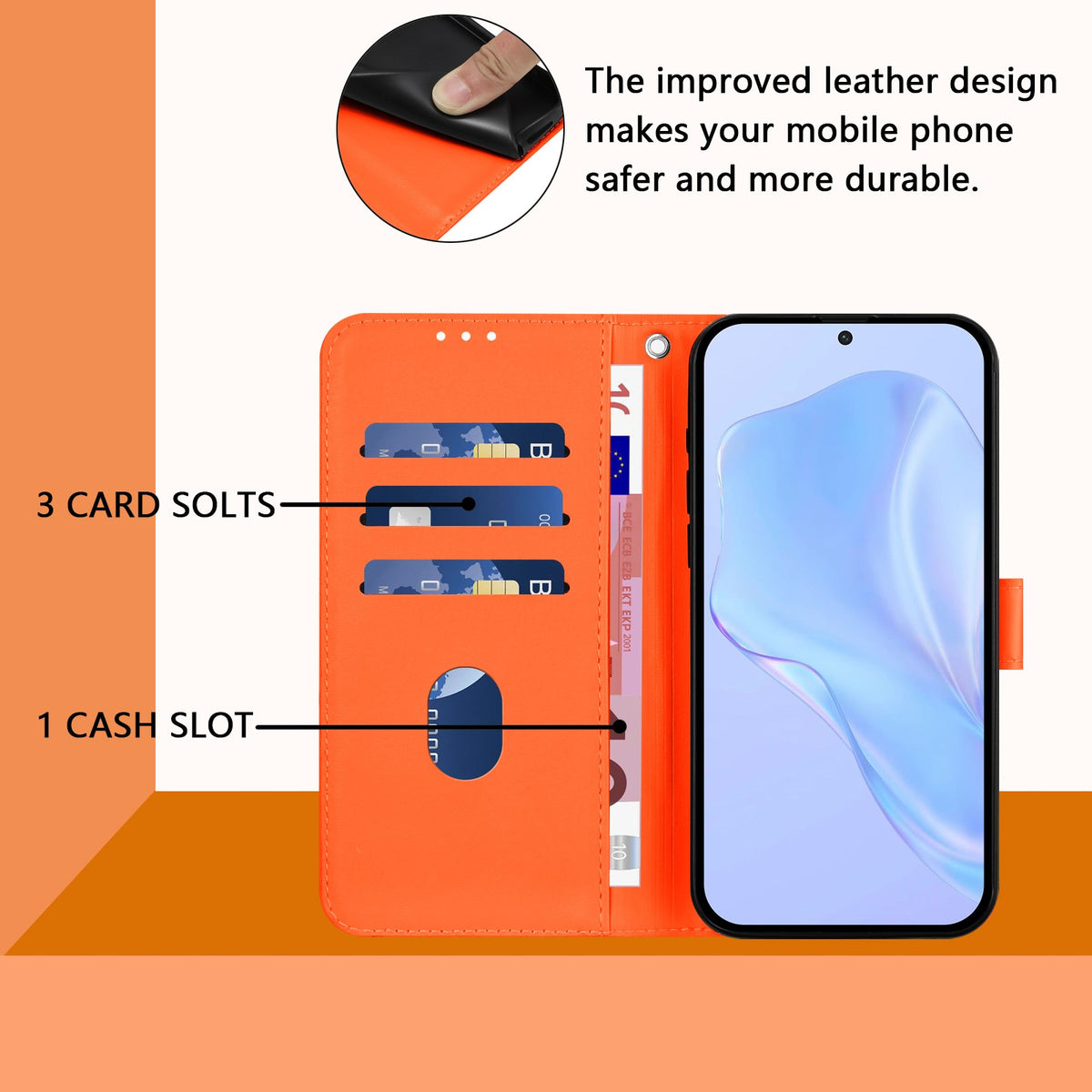 Xiaomi Redmi 17C (5G) EIDERWOOD Fodral i Konstläder med Rem - Orange