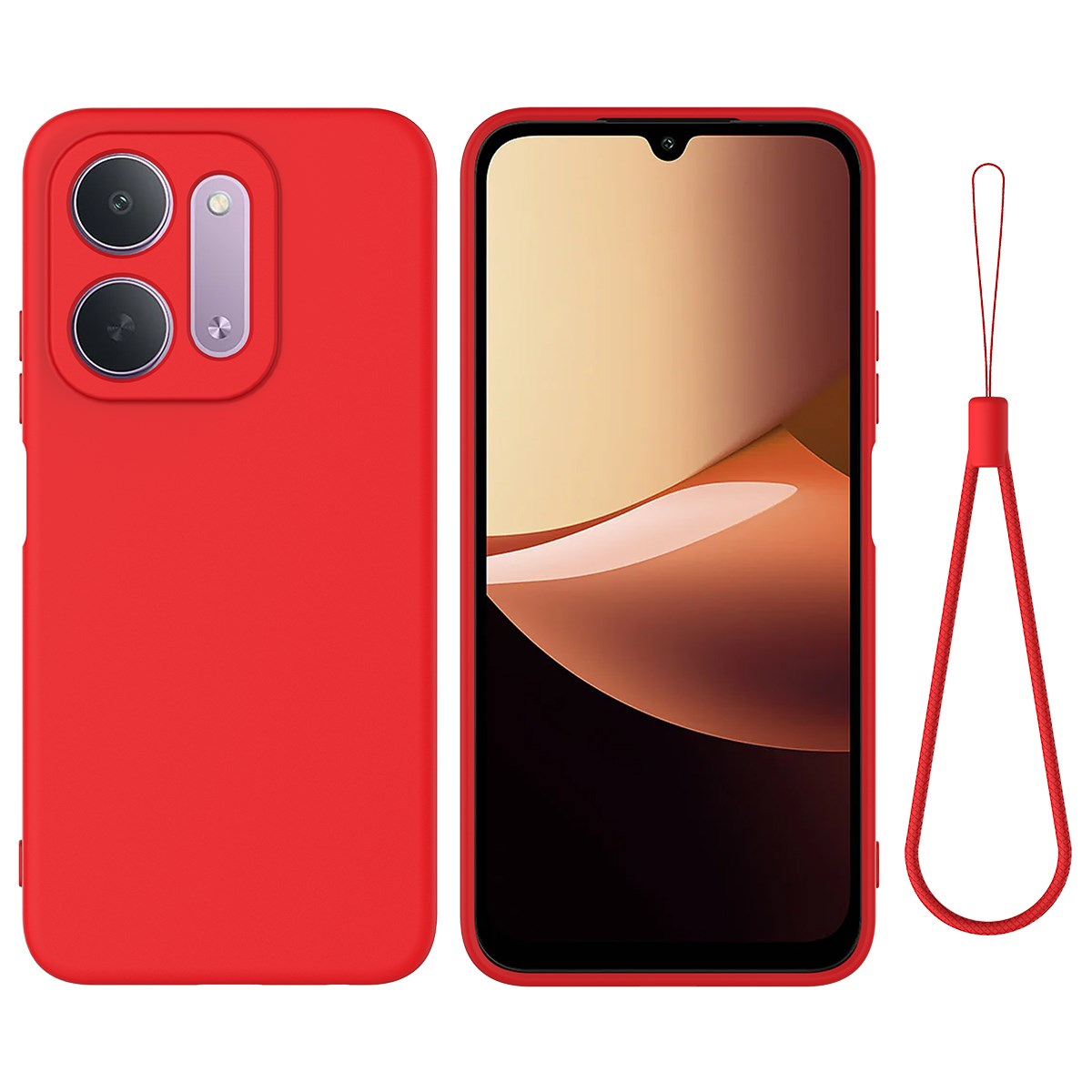 Xiaomi Redmi 17C (5G) EIDERWOOD Silikon Skal med Rem - Röd