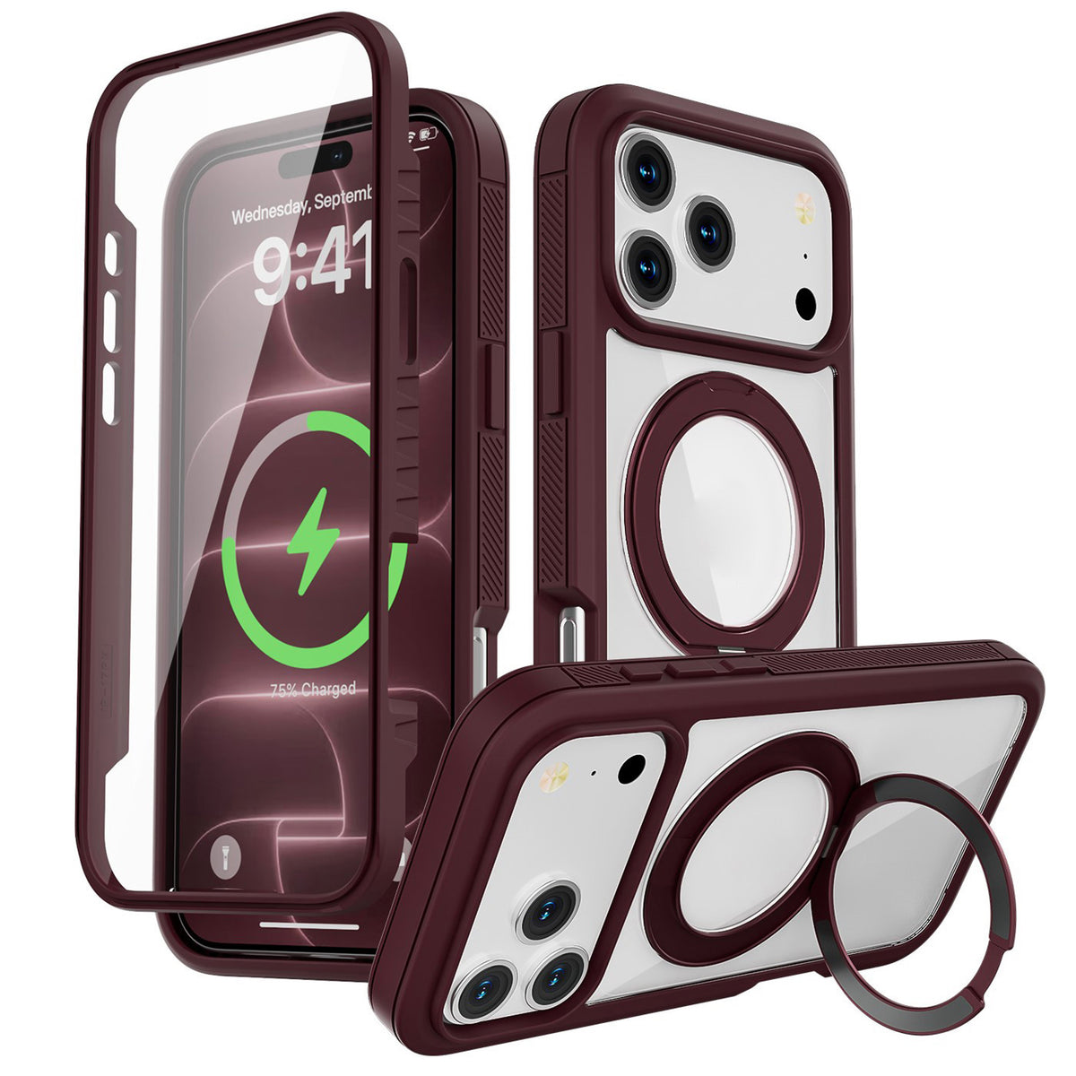 iPhone 18 Pro Max / 17 Pro Max EIDERWOOD Skal med Skärmskydd och Stativfunktion - MagSafe Kompatibel - Röd / Transparent