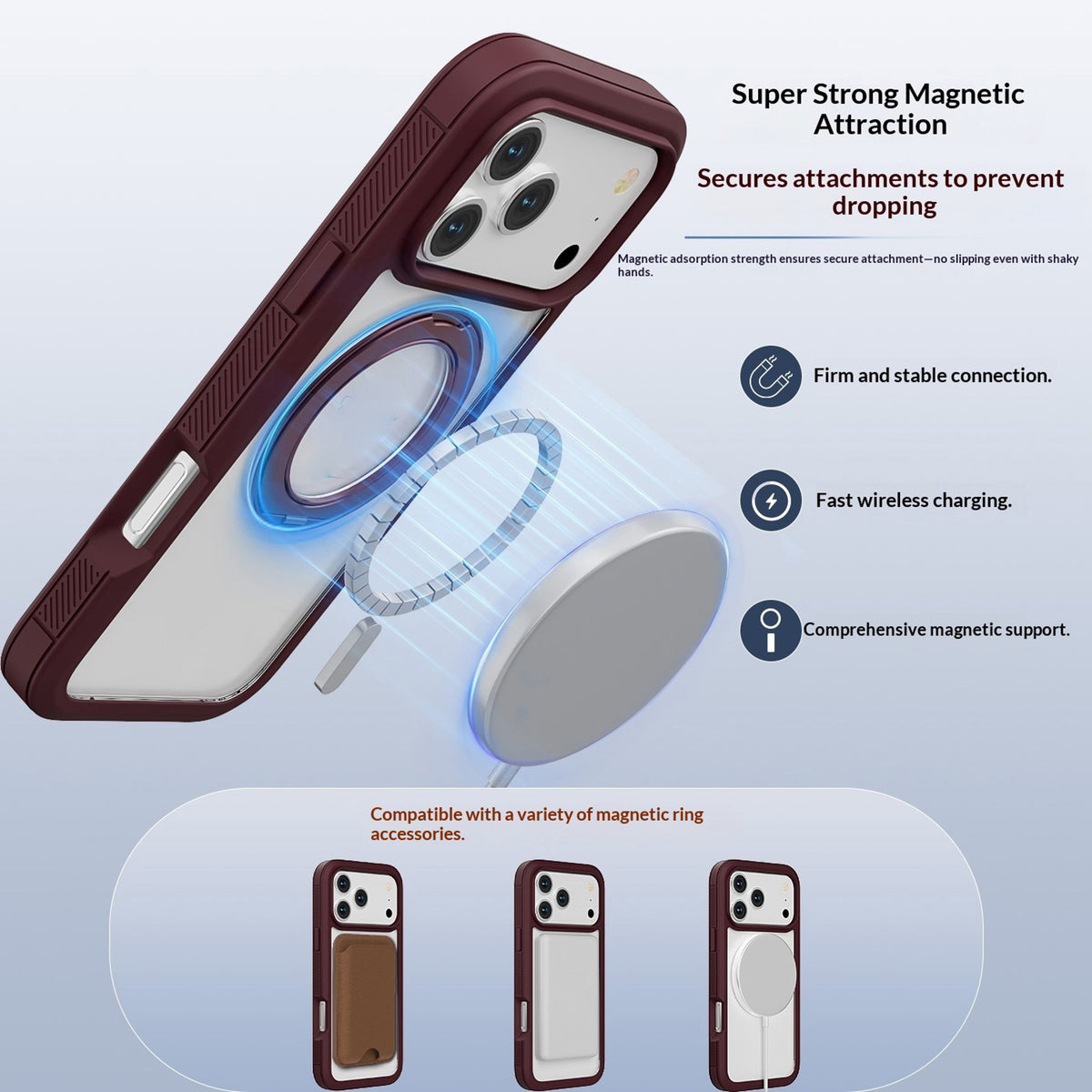 iPhone 18 Pro Max / 17 Pro Max EIDERWOOD Skal med Skärmskydd och Stativfunktion - MagSafe Kompatibel - Röd / Transparent