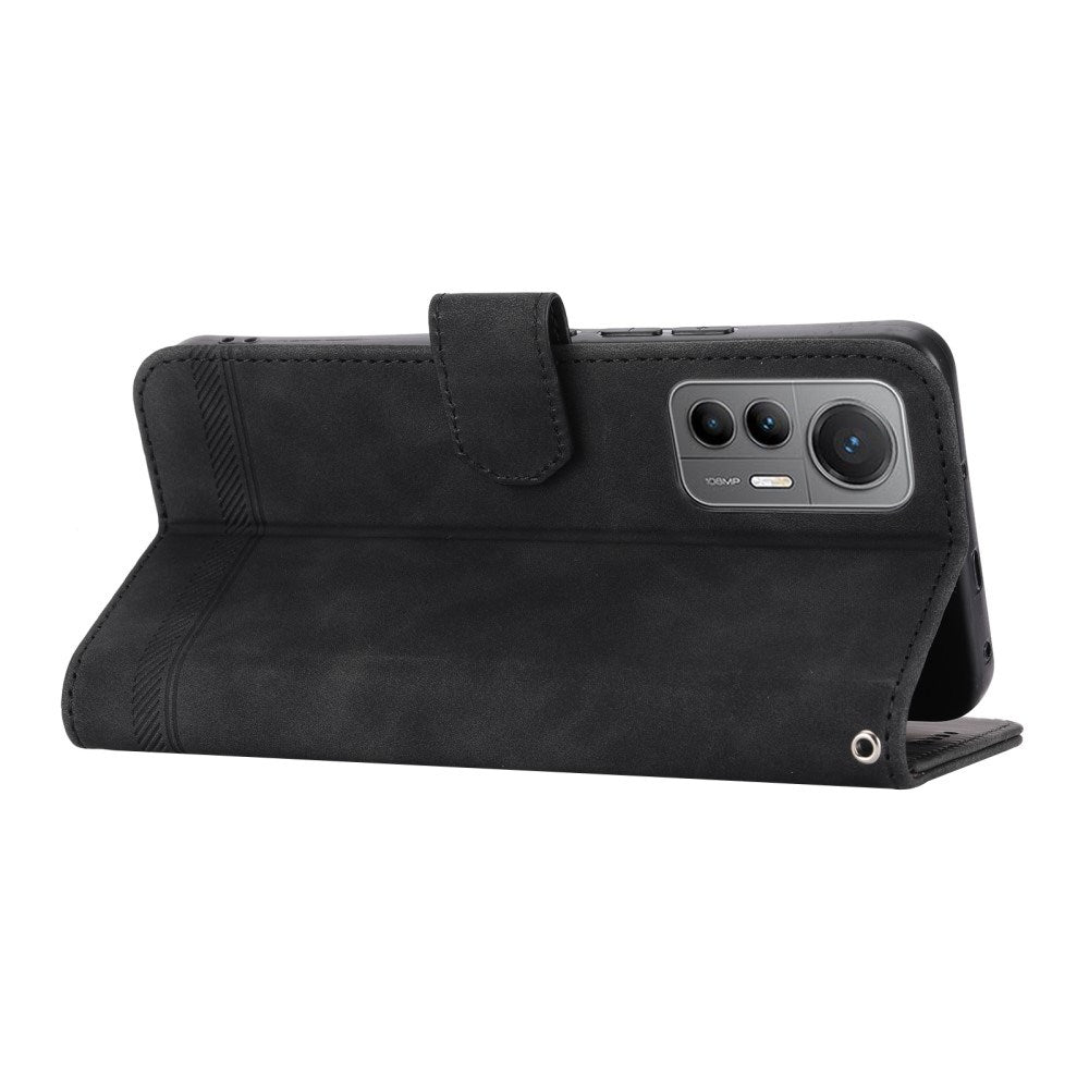 EIDERWOOD Xiaomi 12 Pro Konstläder Fodral med Plånbok och Rem - Svart