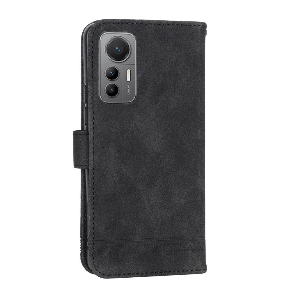 EIDERWOOD Xiaomi 12 Pro Konstläder Fodral med Plånbok och Rem - Svart