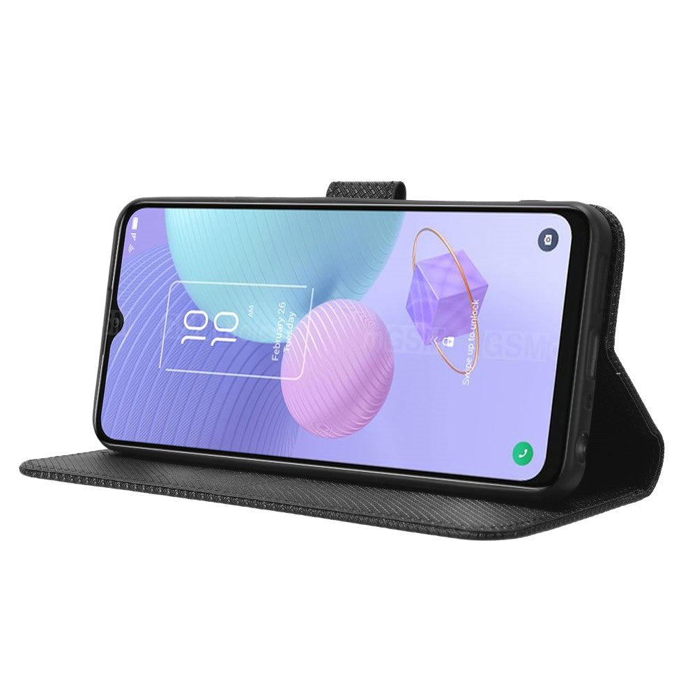 TCL 405 / 406 / 408 / T506D Läder Plånboksfodral med Diamantstruktur - Svart