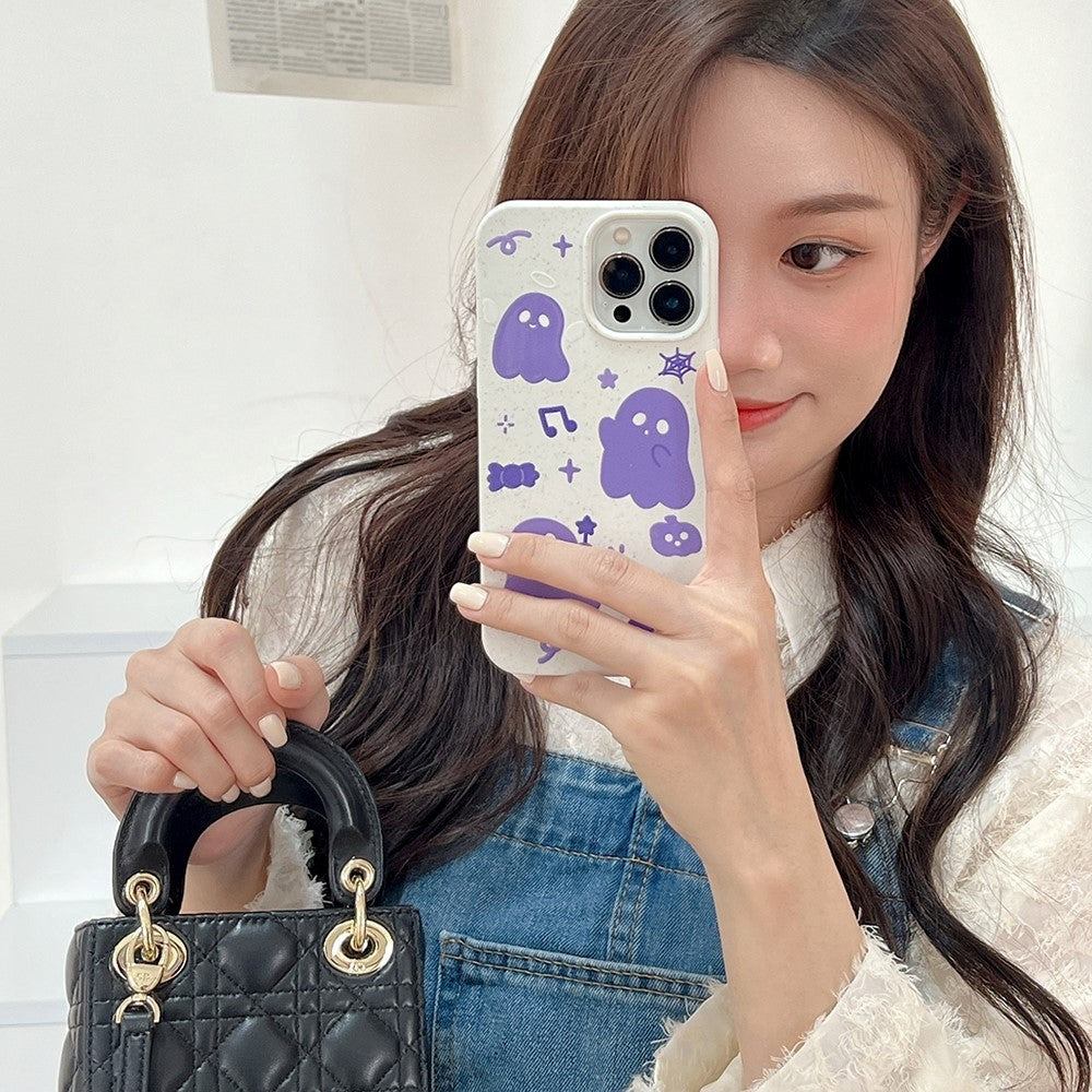 iPhone 14 Pro Flexibelt Plast Skal med Motiv - Lila Spöken