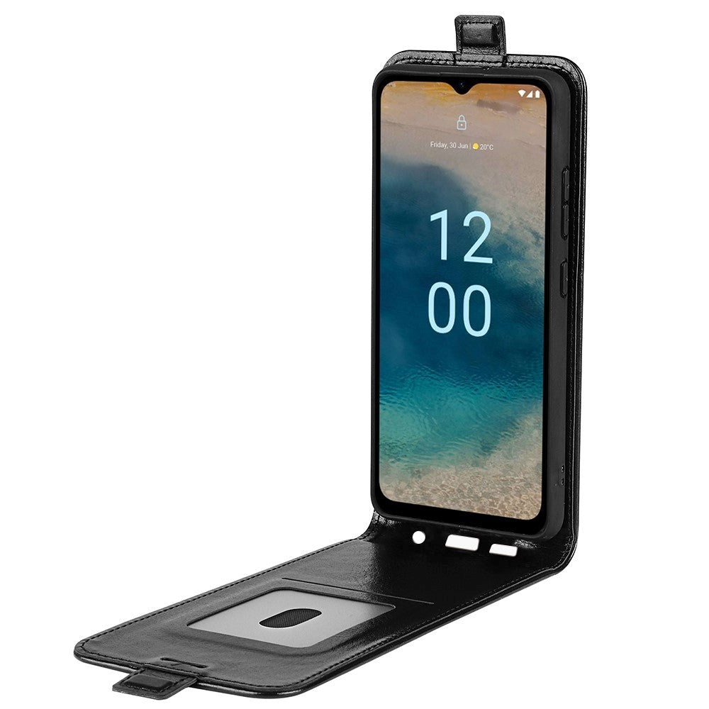 Nokia G22 Vertikal Läderfodral med Korthållare - Svart