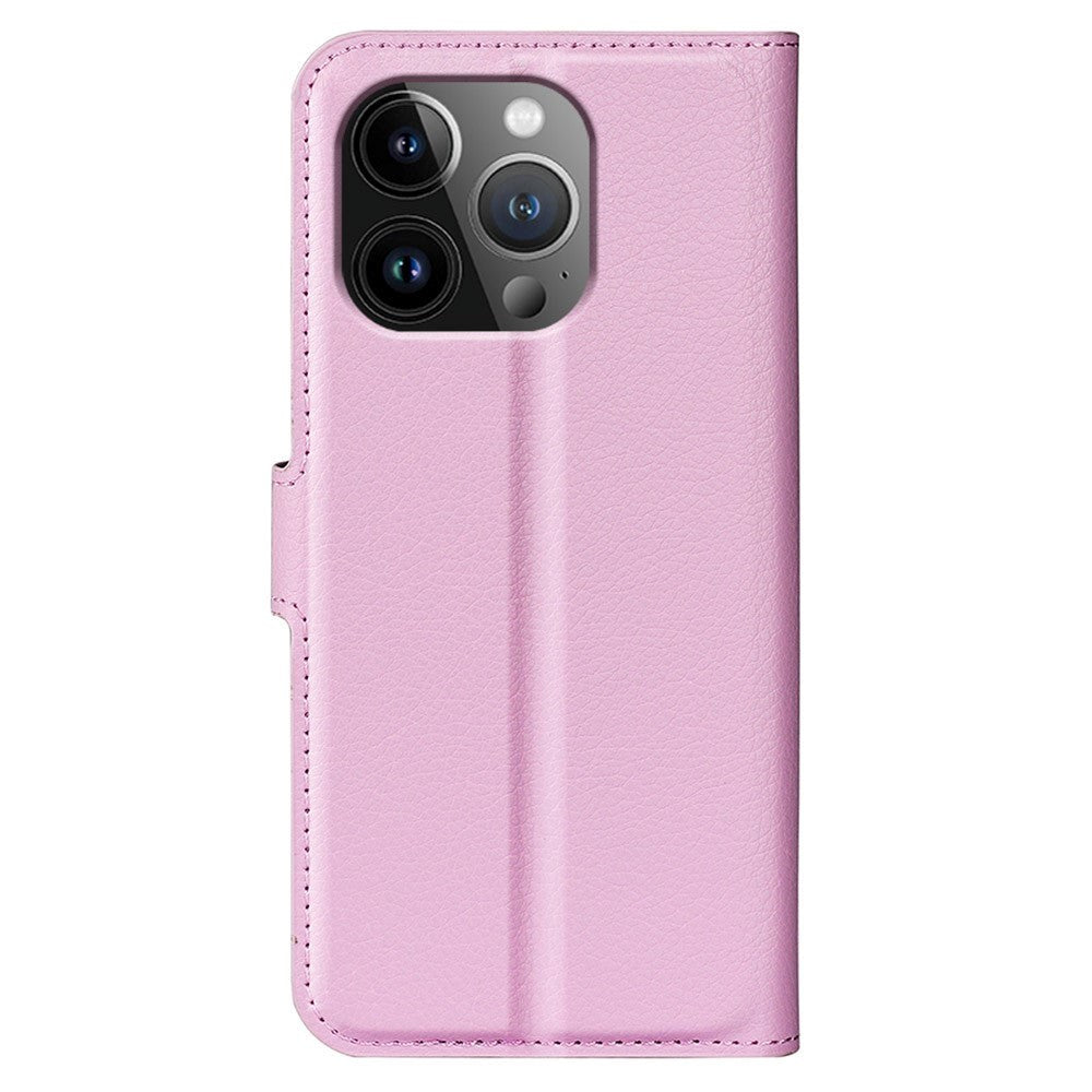 iPhone 15 Pro Max Litchi Läder Plånboksfodral - Rosa