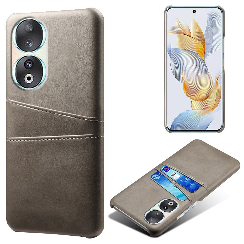 Honor 90 Läderklädd Plastskal m. Korthållare - Grå